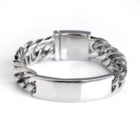 Men Stainless Steel Curb Chain Bracelet Silver High Polished