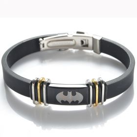Special Design Batman Stainless Steel Black Rubber Bracelet