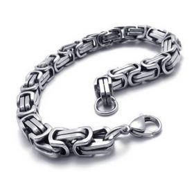 8mm Byzantine Chain 304 Stainless Steel 8.5 Inch Wrist Link Silver Tone Bracelet