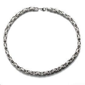 Byzantine Box Stainless Steel 8mm Chain Necklace 21.5 Inch for Men's Jewelry