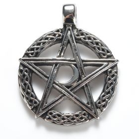 Pentagram Star with Crescent Moon Pendant 316 Stainless Steel 