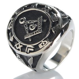 Masonic Ring Engraved Stainless Steel 
