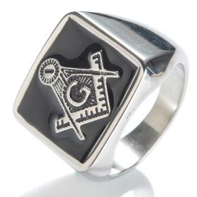 Masonic Stainless Steel Freemasonry Ring Black