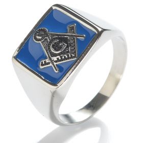 Fashionable Masonic Stainless Steel Freemasonry Ring Black