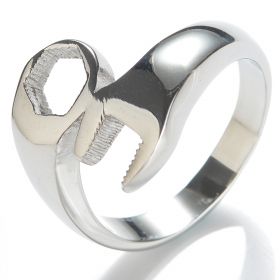 Biker Stainless Steel  Silver Wrench Ring 