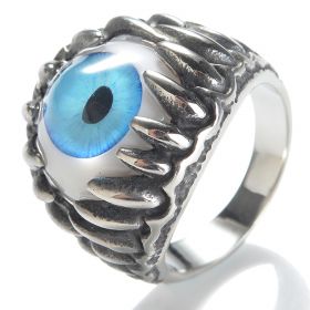 Dragon Hand Stainless Steel Blue Evil Eye Ring