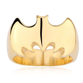 Men's Gothic Punk Stainless Steel Batman Band Ring Gold Color