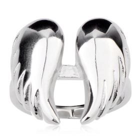 Men's Stainless Steel Double Angel Wing Finger Ring Gothic Punk Biker Ring