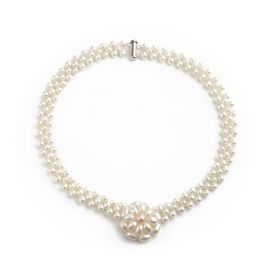 DIY Freshwater Pearls Choker Net Necklace Women Bridal Jewelry 