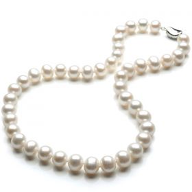 10-11mm Off-Round AAA Natural White Freshwater Pearls Necklace N28611