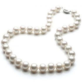 11-12mm Round AAA Natural White Pearl Necklace 925 Sterling Silver Clasp N64745