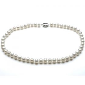 Natural White Pearl Necklace Off-Round AAA 8-9mm Pearls N81515