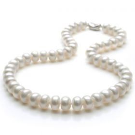 Button Natural White Freshwater Cultured Pearl Necklace N81544