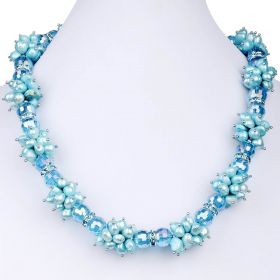 20 Inch Irregular Blue Freshwater Cultured Pearl Crystal Necklace