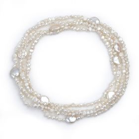 4-5mm White Nugget Pearl Necklace with 12mm Coin Pearls 30 inch