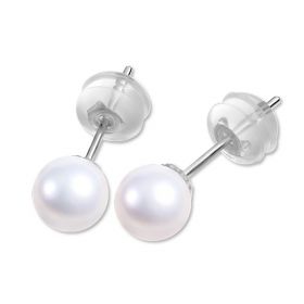 18k Gold High Quality White Akoya Pearl Stud Earrings for Women Lady Jewelry Ornaments