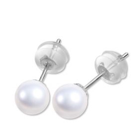 18 K Gold Pearl Earrings Stud Round Saltwater Akoya Pearl Handpicked AA+ Quality White