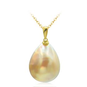 DIY 18 K Luxurious Light Gold Color Waterdrop Shape Mabe Pearl Pendant