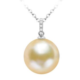 DIY 18K With Diamond Natural Saltwater Pearl Light Gold Color Pendant Without Chain