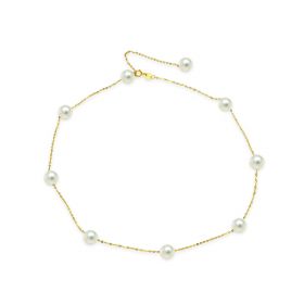Simple Fashion 6-7mm Akoya Pearl Jewelry Necklace with 18K Gold Chain for Women