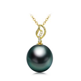 11-12mm Genuine Tahitian Pearl Necklace Pendant for Women No Chains