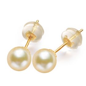 9-10mm Gold South Sea Pearls Earrings Stud 18k Gold Jewelry for Women