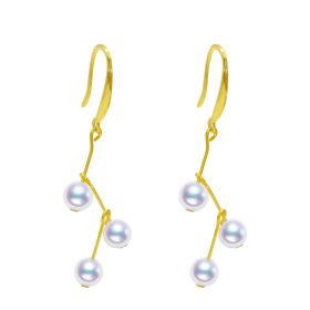 5.5-6mm White Saltwater Pearls Drop Earrings 925 Sterling Silver Dangle Earrings for Women