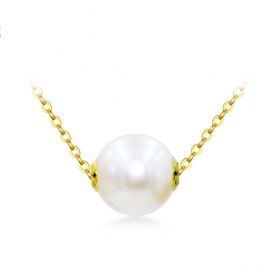 Simple Model Women's 18K Gold White 8-8.5mm Pearl Pendant for Jewelry Ornaments