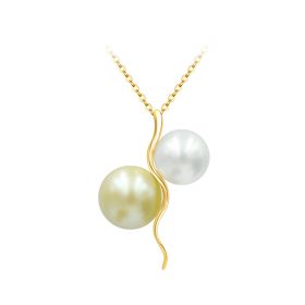 Charms Jewelry White and Gold Pearls Necklace Pendant for Women Girls Ornaments No Chains