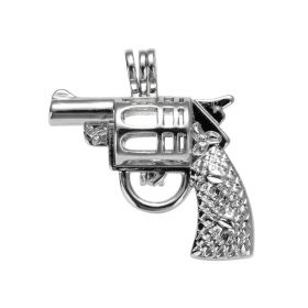 Cool Pistol Gun Shape Pearl Cage Locket Pendant for Oyster Pearls Love Wish Pearl Jewelry