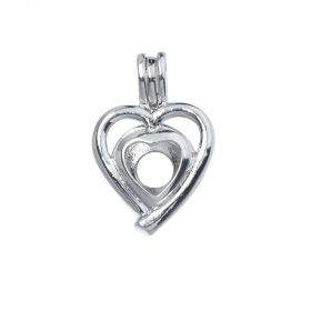 Double Heart Design Pearl Cage Pendants for Women Girls Gift DIY Jewelry Making