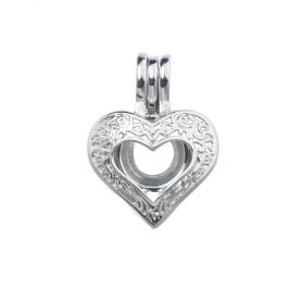 Hollow Heart Oyster Pearls Cage Locket Pendant DIY Jewelry Gift for Women