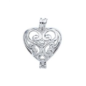 Hollow Love Heart Wishing Box Pearl Cage Locket Pendant for Women DIY Making Jewelry Gifts