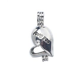 Love You Heart Pendant Beads Cage Locket Charms for DIY Necklace Bracelet Jewelry Gifts