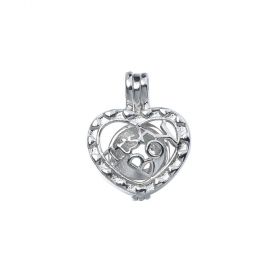 Hollow Heart Shaped Pearl Bead Cage Locket Pendant for Kids Jewelry Making