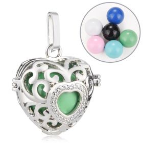 Hollow-Out Heart Locket Chime Magic Cage Pendant for Pregnant Mother Women
