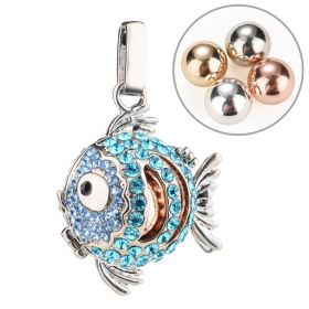 Copper Rhinestone Lucky Fish Pendant Angel Chime Caller Harmony Bola Locket Cage for Mom To Be Gift
