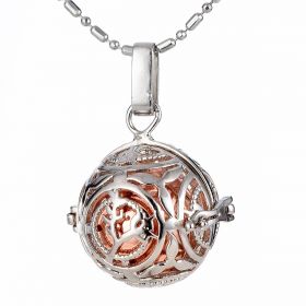 Copper Filigree Tree Harmony Ball Cage Music Chime Bell Drop Pendant for DIY Pregnancy Jewelry Making