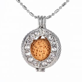 Rhinestone Open Round Cage Locket Pendant for DIY Aromatherapy Essential Oil Diffuser Jewelry