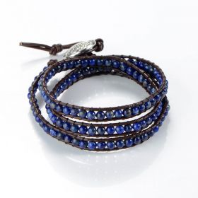 Lapis Lazuli Blue Chakra Stone Beaded Wrap Bracelets Leather Rope Vintage Bohemian Bracelets for Unisex