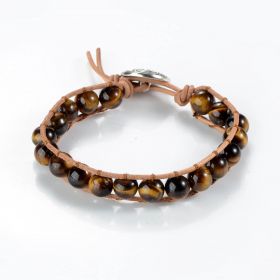Handmade Bohemian Woven Tiger Eye Stone Yoga Bracelets Leather Chakra Beads Wrap Bracelet