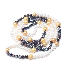 Multicolor Dyed Mixed Size Freshwater Cultured Pearl Strand Necklace 48"