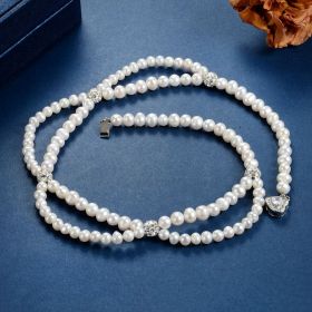 White Pearl and Rhinestone Ball Wedding Bridal Necklace Jewelry