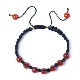 Red Agate Beads Adjustable Braided Macrame Tassels Chakra Reiki Bracelet Red Onyx Charm Jewelry