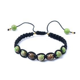 Chakra Imperial Jasper Stone Bead Braided Bracelet Unisex Yoga Energy Jewelry 7 Inch Adjustable