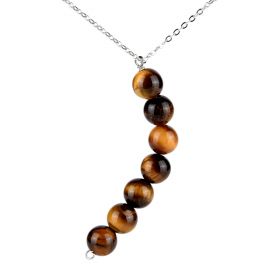 Tiger Eye Bar Necklace Stone Beaded Bar Necklace Chain Jewelry