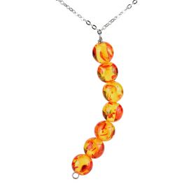 Minimalist Round Synthetic Amber Bead Pendant Necklace 17 inch Choker Jewelry