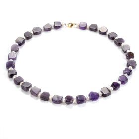 Amethyst & Pearl Gemstone Necklace for February Birthstone Jewelry Gifts