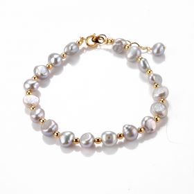 Baroque Gray Freshwater Pearl Beaded Bracelet Bridesmaid Jewelry Wedding Party Gift