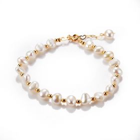 7-8mm Nugget White Freshwater Pearl Bracelet Bridesmaid Jewelry Wedding Party Gift